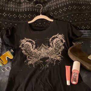 Black Graphic T-Shirt with Intricate Design